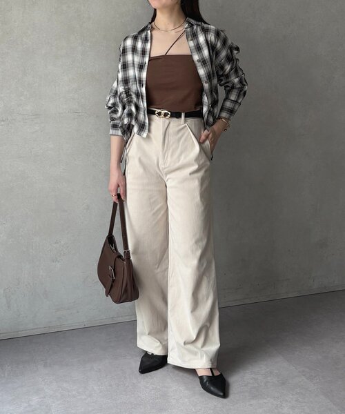 ブラウス シャツ 「UV加工付き」ドロストチェックショートシャツ レディース UV加工付き】ドロストチェックショートシャツ（シャツ/ブラウス