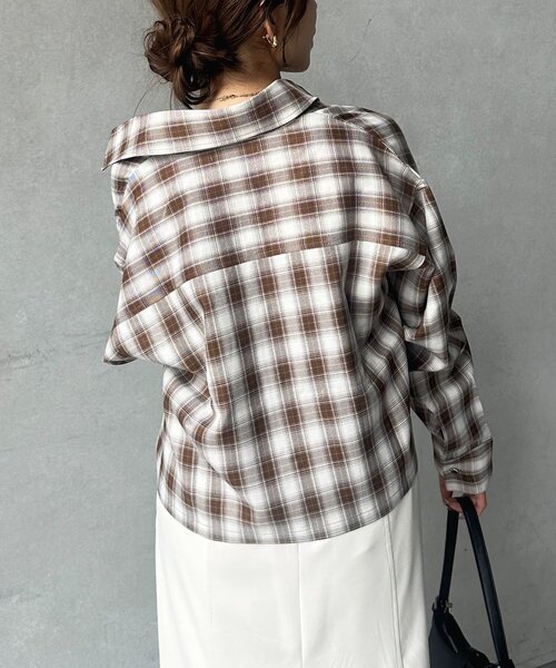 UV加工付き】ドロストチェックショートシャツ（シャツ/ブラウス