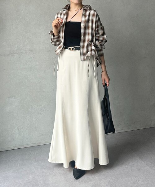 UV加工付き】ドロストチェックショートシャツ（シャツ/ブラウス