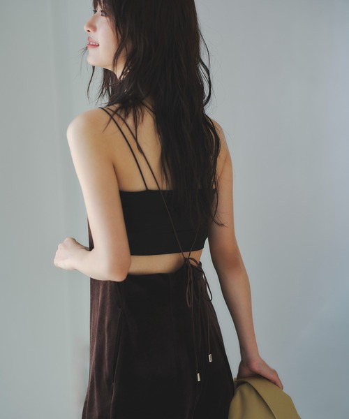 N.（N. Natural Beauty Basic）（エヌエヌナチュラルビューティーベーシック）の「【PS/低身長サイズ】ベロアオールインワン（つなぎ/オールインワン・レディース・ブラウン/ブラック・MEDIUM/PS）」の2枚目の写真