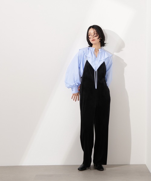 セール】【PS/低身長サイズ】ベロアオールインワン（つなぎ