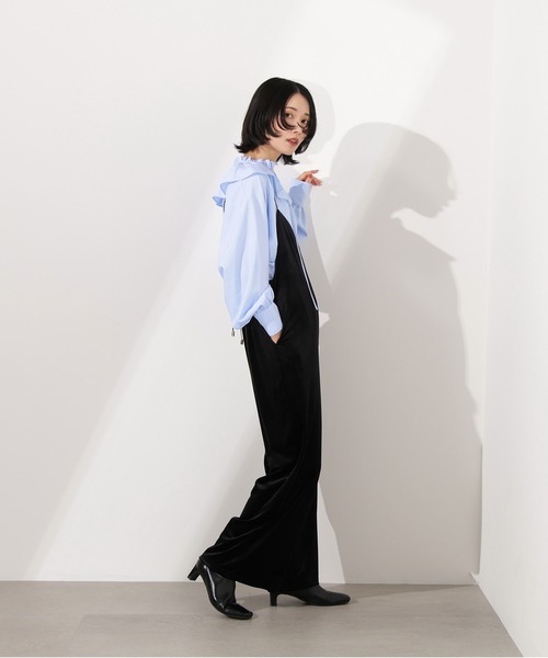 N.（N. Natural Beauty Basic）（エヌエヌナチュラルビューティーベーシック）の「【PS/低身長サイズ】ベロアオールインワン（つなぎ/オールインワン・レディース・ブラウン/ブラック・MEDIUM/PS）」の6枚目の写真