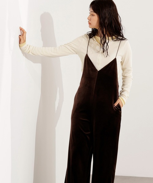 N.（N. Natural Beauty Basic）（エヌエヌナチュラルビューティーベーシック）の「【PS/低身長サイズ】ベロアオールインワン（つなぎ/オールインワン・レディース・ブラウン/ブラック・MEDIUM/PS）」の14枚目の写真