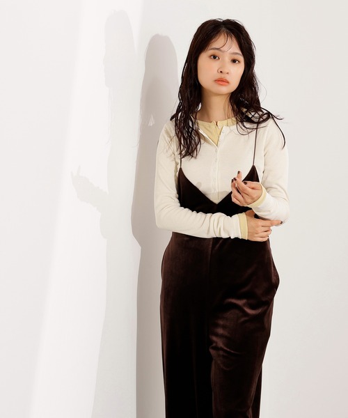 N.（N. Natural Beauty Basic）（エヌエヌナチュラルビューティーベーシック）の「【PS/低身長サイズ】ベロアオールインワン（つなぎ/オールインワン・レディース・ブラウン/ブラック・MEDIUM/PS）」の18枚目の写真