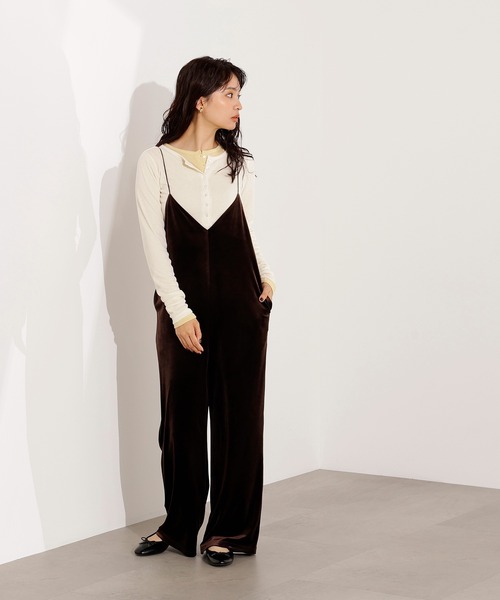 N.（N. Natural Beauty Basic）（エヌエヌナチュラルビューティーベーシック）の「【PS/低身長サイズ】ベロアオールインワン（つなぎ/オールインワン・レディース・ブラウン/ブラック・MEDIUM/PS）」の19枚目の写真