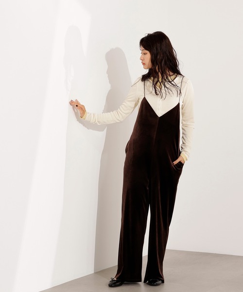 セール】【PS/低身長サイズ】ベロアオールインワン（つなぎ