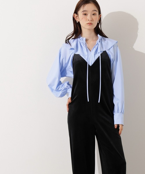 セール】【PS/低身長サイズ】ベロアオールインワン（つなぎ