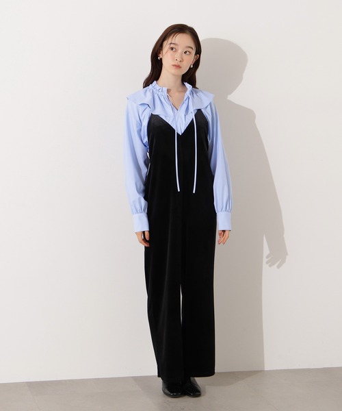セール】【PS/低身長サイズ】ベロアオールインワン（つなぎ