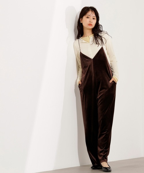 セール】【PS/低身長サイズ】ベロアオールインワン（つなぎ