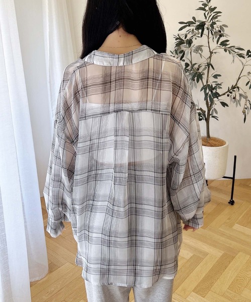 INGNI(イング)の「シアーチェックビッグシャツ(シャツ/ブラウス・レディース・ブラック系/ホワイト系その他7・M)」の7枚目の写真