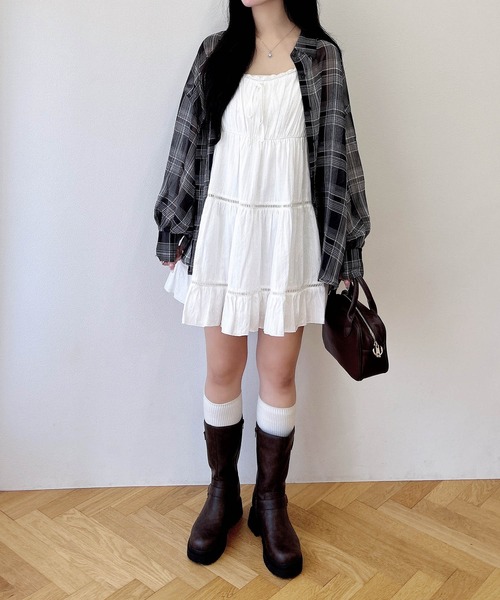 INGNI(イング)の「シアーチェックビッグシャツ(シャツ/ブラウス・レディース・ブラック系/ホワイト系その他7・M)」の13枚目の写真