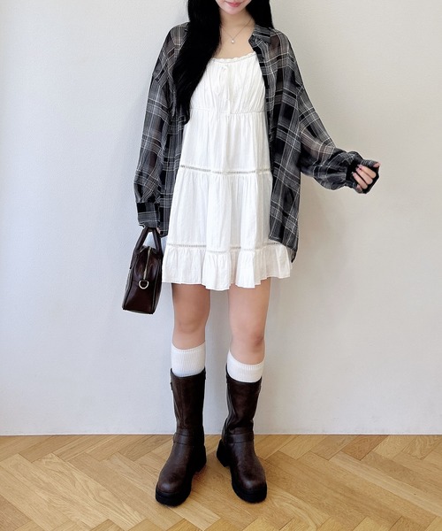 INGNI(イング)の「シアーチェックビッグシャツ(シャツ/ブラウス・レディース・ブラック系/ホワイト系その他7・M)」の14枚目の写真