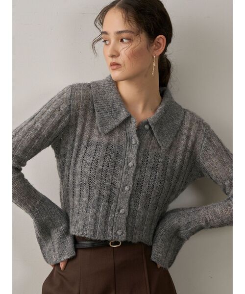 セール】カラーデザインシアーニットカーデプルオーバー（ニット