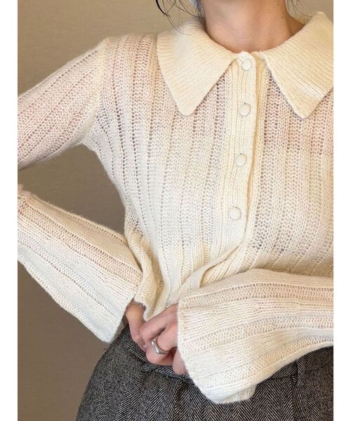 セール】カラーデザインシアーニットカーデプルオーバー（ニット
