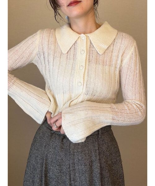LAGUNAMOON（ラグナムーン）の「カラーデザインシアーニットカーデプルオーバー（ニット/セーター・レディース・オフホワイト/グレー/ブルー/ブラウン・FREE）」の18枚目の写真