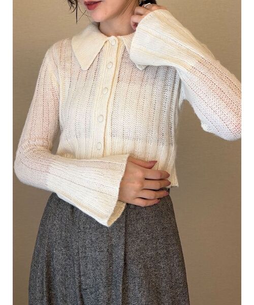 LAGUNAMOON（ラグナムーン）の「カラーデザインシアーニットカーデプルオーバー（ニット/セーター・レディース・オフホワイト/グレー/ブルー/ブラウン・FREE）」の19枚目の写真