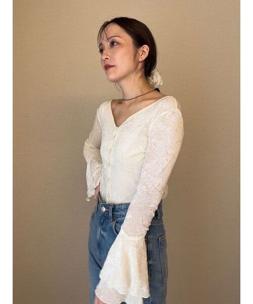 LAGUNAMOON（ラグナムーン）の「カラーデザインシアーニットカーデプルオーバー（ニット/セーター・レディース・オフホワイト/グレー/ブルー/ブラウン・FREE）」の20枚目の写真