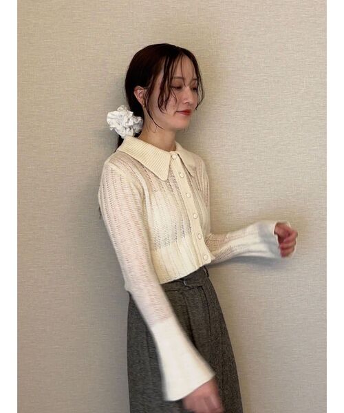 LAGUNAMOON（ラグナムーン）の「カラーデザインシアーニットカーデプルオーバー（ニット/セーター・レディース・オフホワイト/グレー/ブルー/ブラウン・FREE）」の22枚目の写真