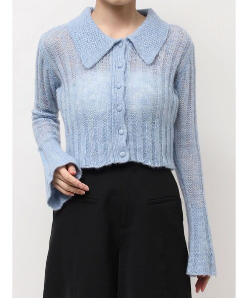 LAGUNAMOON（ラグナムーン）の「カラーデザインシアーニットカーデプルオーバー（ニット/セーター・レディース・オフホワイト/グレー/ブルー/ブラウン・FREE）」の6枚目の写真