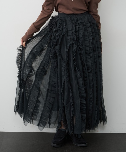ボリュームチュールタックフリルIラインスカート（スカート）｜LA