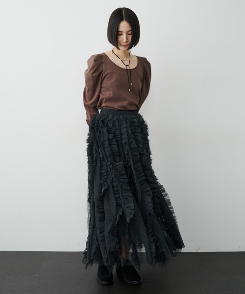 ボリュームチュールタックフリルIラインスカート（スカート）｜LA