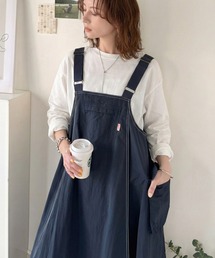 Java（ジャバ）の「《JaVaジャバコラボ》お洒落さと、快適さと。フロントポケット付きナイロン100%ワッシャー素材ジャンパースカート（ジャンパースカート）」