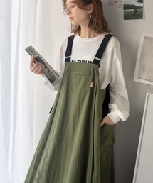 Java（ジャバ）の「《JaVaジャバコラボ》お洒落さと、快適さと。フロントポケット付きナイロン100%ワッシャー素材ジャンパースカート（ジャンパースカート）」