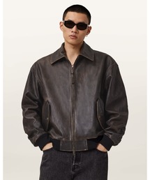 ALLSAINTS(I[ZCc)MARCO OVERSIZED LEATHER BOMBER JACKET | MARCO I[o[TCY U[ {o[ WPbg(MA-1)