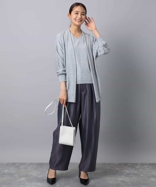 MK MICHEL KLEIN（エムケーミッシェルクラン）の「ドルマン袖カーディガン×半袖プルオーバー ニットアンサンブル/洗える（アンサンブル・レディース・ネイビー/マスタード/ライトグレー・38）」の13枚目の写真