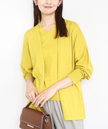 MK MICHEL KLEIN（エムケーミッシェルクラン）の「ドルマン袖カーディガン×半袖プルオーバー ニットアンサンブル/洗える（アンサンブル）」