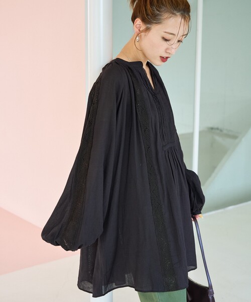 セール】限定展開 インド レース ピンタック ロングスリーブ ブラウス