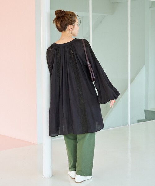 セール】限定展開 インド レース ピンタック ロングスリーブ ブラウス