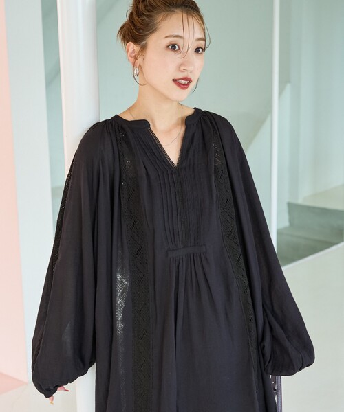 セール】限定展開 インド レース ピンタック ロングスリーブ ブラウス