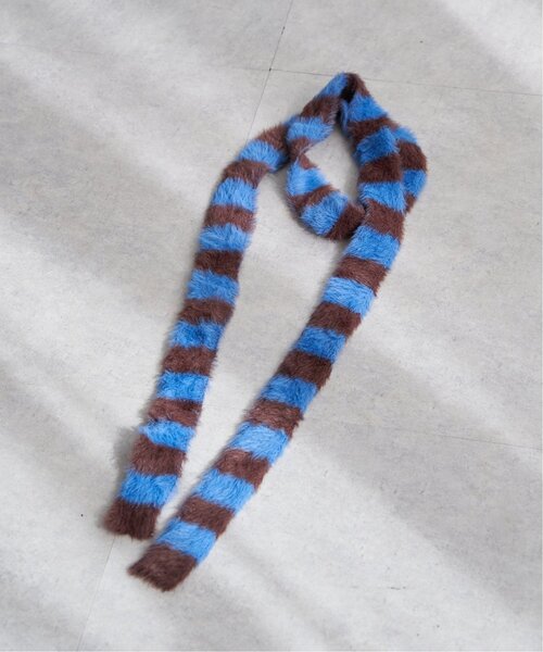 VENCEEXCHANGE（ヴァンスエクスチェンジ）の「ボーダーシャギーニットスリムマフラー（ストール/ショール・レディース・ブルー/ブラック/グリーン/ベージュ・FREE）」の4枚目の写真