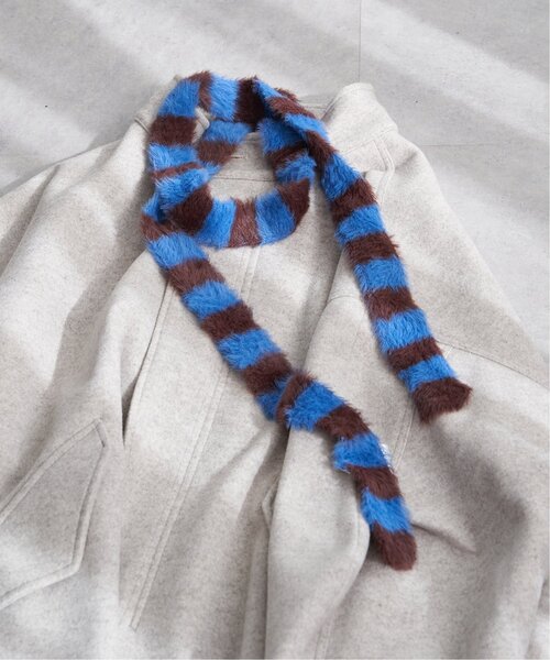 VENCEEXCHANGE（ヴァンスエクスチェンジ）の「ボーダーシャギーニットスリムマフラー（ストール/ショール・レディース・ブルー/ブラック/グリーン/ベージュ・FREE）」の6枚目の写真