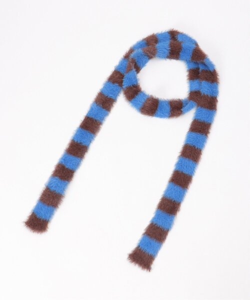 VENCEEXCHANGE（ヴァンスエクスチェンジ）の「ボーダーシャギーニットスリムマフラー（ストール/ショール・レディース・ブルー/ブラック/グリーン/ベージュ・FREE）」の9枚目の写真