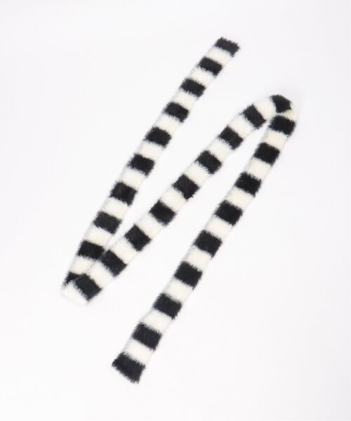 VENCEEXCHANGE（ヴァンスエクスチェンジ）の「ボーダーシャギーニットスリムマフラー（ストール/ショール・レディース・ブルー/ブラック/グリーン/ベージュ・FREE）」の11枚目の写真