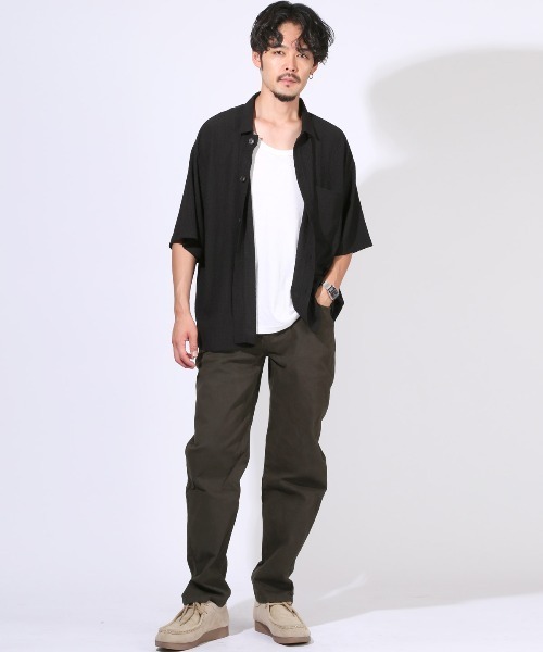 LUXSTYLE(ラグスタイル)の「ワイドストレッチツイルパンツ(チノパンツ・メンズ・ベージュ/ブラック/カーキ/チャコールグレー・M/L/XL)」の10枚目の写真
