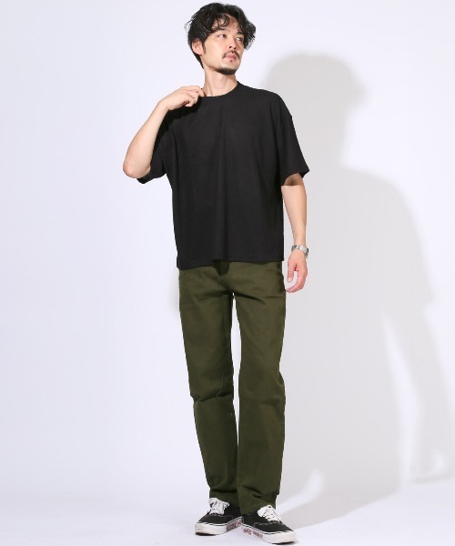 LUXSTYLE(ラグスタイル)の「ワイドストレッチツイルパンツ(チノパンツ・メンズ・ベージュ/ブラック/カーキ/チャコールグレー・M/L/XL)」の14枚目の写真