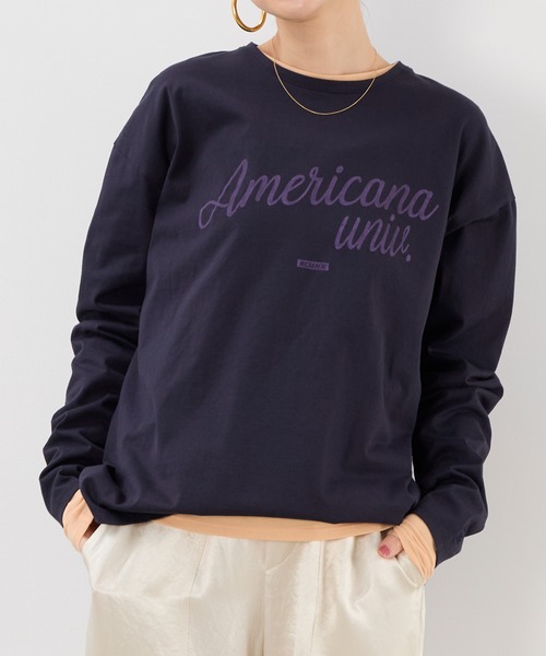 AMERICANA（アメリカーナ）の「15th ANNIVERSARY 【AMERICANA×MICA&DEAL】ロングスリーブTシャツ（Tシャツ/カットソー・レディース・ネイビー/グレー/ブラウン/ホワイト・FREE）」の4枚目の写真