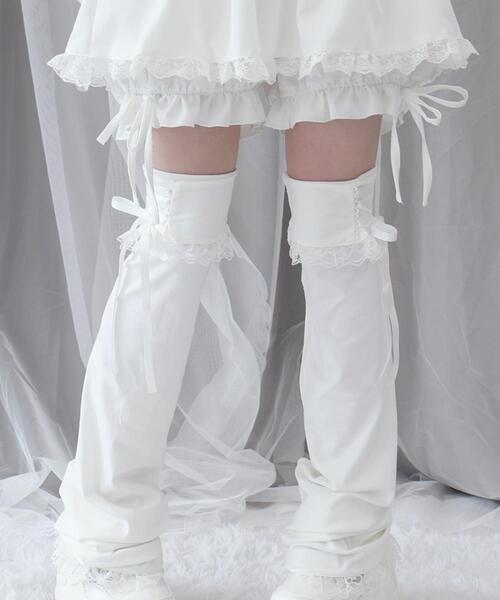 monepine/モネピネ/ホワイト フリル ショーツ&レッグウォーマー セール】lace frill shorts＆leg warmers/レースフリルショーツ
