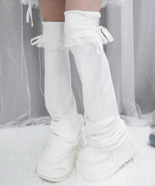 Whinny（ホワイニー）の「Whinny/お姫様のヒザカクシ（レッグウォーマー・レディース・ホワイト/ブラック・FREE）」の21枚目の写真