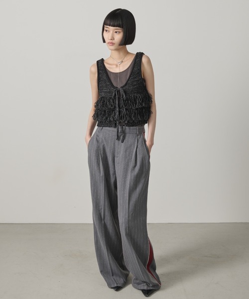 カラーラインヘリンボーンストライプスラックス（スラックス