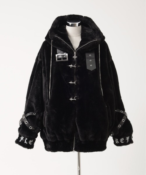 REFLEM【レフレム】ファイヤーマンバックルハイネックブルゾン ブラック REFLEM【レフレム】ファイヤーマンバックルベルトハイネック