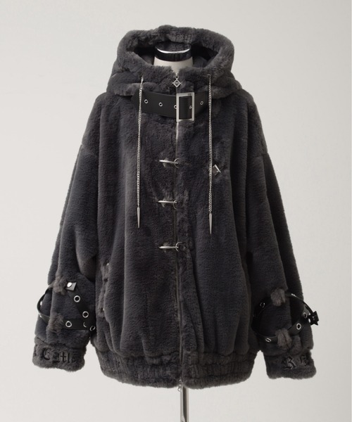 REFLEM/レフレム』ベルト付きハイネックファーパーカー/ファーブルゾン