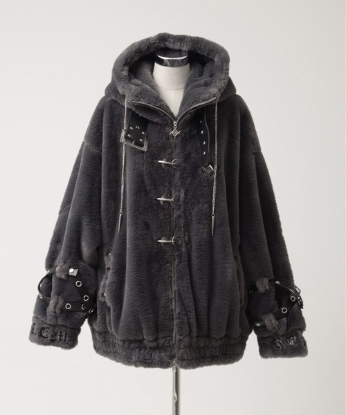 REFLEM/レフレム』ベルト付きハイネックファーパーカー/ファーブルゾン