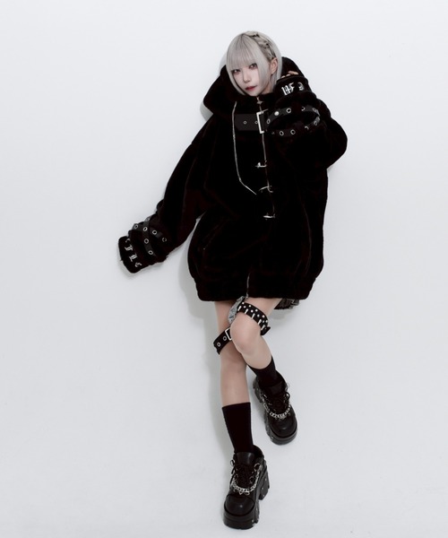 REFLEM/レフレム』ベルト付きハイネックファーパーカー/ファーブルゾン