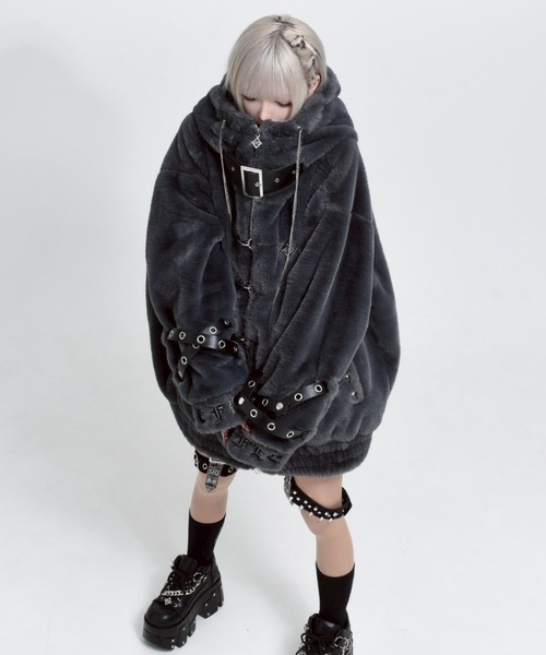 REFLEM/レフレム』ベルト付きハイネックファーパーカー/ファーブルゾン