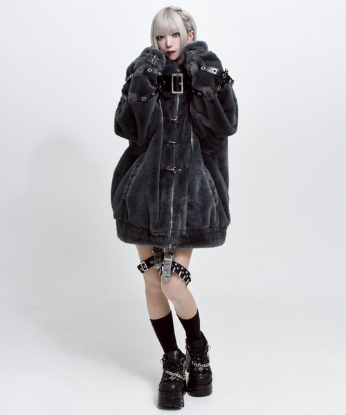 REFLEM/レフレム』ベルト付きハイネックファーパーカー/ファーブルゾン