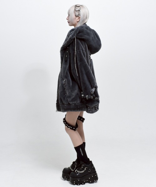 REFLEM/レフレム』ベルト付きハイネックファーパーカー/ファーブルゾン